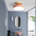 Macaron 1-Bulb Semi-Flush Mount Light LED Metal Circular Ceiling Lamp for Foyer