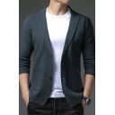 Modern Cardigan Plain Notched Collar Pocket Decoration Long Sleeves Slim Button-up Cardigan for Men