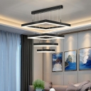LED Ceiling Pendant Minimalist Square Chandelier Aluminum Living Room Lighting