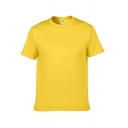 Guys Sportive T-Shirt Pure Color Crew Neck Baggy Short Sleeve T-Shirt