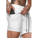 Stylish Mens Drawstring Shorts Pure Color Mid-Rised Elasticated Waist Slim Fit Shorts