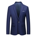 Cozy Mens Suit Pure Color Pocket Front Long Sleeve Regular Fitted Notched Collar Single Button Blazer