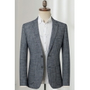Stylish Mens Suit Jacket Solid Color Long Sleeve Lapel Collar Pocket Detail Double Buttons Slim Suit Top