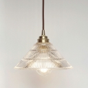 Industrial Style Cone Shaped Pendant Light Glass 1 Light Hanging Lamp in Clear