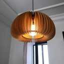 Wooden Dome Pendant Lamp Minimalist 1 Head 16.5