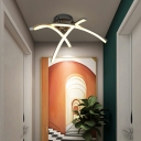 Modern Simplicity LED Trigeminal Arc Light Aluminum Chrome Semi Flush Light for Sitting Room