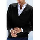 Urban Men's Pullover Pure Color V-Neck Regular Fitted Long Sleeve Pullover