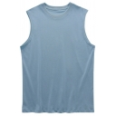 Leisure Plain Men's Tank Top Sleeveless Crew Neck Relaxed Fitted Tank Top