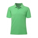 Modern Men Polo Shirt Pure Color Button Detailed Lapel Collar Short Sleeve Relaxed Fitted Polo Shirt