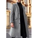 Guys Soft Trench Coat Whole Colored Single-Breasted Collar Flap Pocket Baggy Trench Coat
