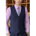Creative Mens Vest Whole Colored Sleeveless Slim Fitted V-Neck Button Down Suit Vest