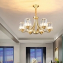 Rustic Chandelier Gold Dining Room Light Fixtures with Milk Glass in 6 Lights