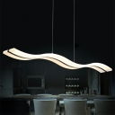 Acrylic White Linear Island Light Modern Dining Room LED 5 Inchs Wide Island Pendant