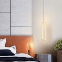 3.5 Inchs Wide LED Pendant Postmodern Bedroom Arcylic Oval 1-Light Hanging Lamp in Warm Light