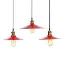Industrial Retro Cone Shade Pendant Light Metal 1 Light Hanging Lamp in Red for Restaurant