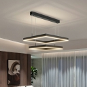 Contemporary Style Ceiling Lighting Black Multi-layered Square Acrylic Bedroom LED Ceiling Mounted Fixture