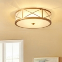 Opal Frosted Glass Brass Flush Mount 6 Inchs Height Traditional Flush Ceiling Light Fixture
