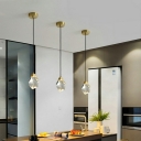 Postmodern Geometric Shape Pendant Light Crystal Gold Dining Room Hanging Light