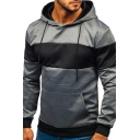 Stylish Men's Hooded Sweatshirt Color Insert  Drawcord Long Sleeves Regular Fit Hoodie
