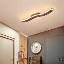 Coffee LED Light Modern Ceiling Light Linear Metal Shade Flush Mount Ceiling Fixture for Bedroom