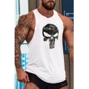 Cozy Boys Vest Top Skull Pattern Sleeveless Round Neck Relaxed Fitted Tank Top
