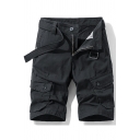 Freestyle Shorts Plain Pocket Designed Mid Rise Knee Length Slimming Zip Placket Shorts for Guys