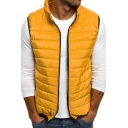 Unique Mens Vest Pure Color Sleeveless Stand Collar Regular Fitted Zip Fly Vest