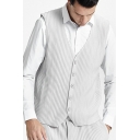 Pop Vest Solid Color Wrinkled V-Neck Slim Fit Button Closure Vest for Men