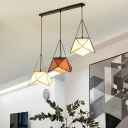 3-Lights Creative Octagonal Nordic Style Island Light Fabric Shade Kitchen Bar Lighting Fixture