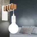 Single Light Simplicity Wooden with Open Bulb Design Cafe Shop Restaurant Wall Sconce