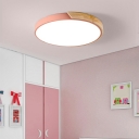 Ultrathin Macaron Acrylic Living Room LED Flush Mounted Light with Wood