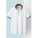 Men's Street Style Polo Shirt Color Panel Short Sleeve Collar Loose Fitted Polo Shirt