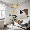 1 Light Contemporary Style Wood Triangle Chandelier Dining Room Pendant Light