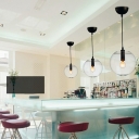 Globe Dining Room Ceiling Pendant Light Clear Glass 1 Head Black Modernism Hanging Lamp Kit