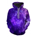 Fashion Hoodie Galaxy Pattern Drawcord Long-Sleeved Loose Fit Hooded Hoodie for Boys