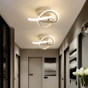 Linear Metal Semi-Flushmount Light Modern Crossed Design LED 9.5 Inchs Wide Ceiling Light