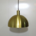 Moden Style Brass Pendant Nordic Iron Shade 12 Inchs Wide Hanging Lamp Dome Shape for Bedroom