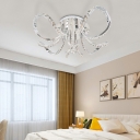 Minimal Twisted Semi Flush Light Fixture Crystal LED Bedroom Ceiling Lamp in Chrome