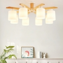 Modern Wooden Chandelier 8 Lights Chandelier Lighting for Living Room Bedroom Lighting