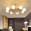 Modern Wooden Chandelier 8 Lights Chandelier Lighting for Living Room Bedroom Lighting