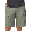Daily Pure Color Shorts Mid-Rised Pocket Detail Zip Fly Straight Fit Cargo Shorts for Men