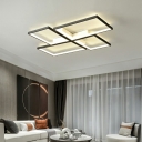 Arcylic 4 Rectangle Shape Flush Light Modern Style Black LED Flush Ceiling Light Fixture for Living Room