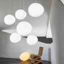 Modern Style Single Bulb White Glass Dinosaur Eggs Shaped Hanging Light for Restaurant