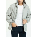 Hot Jacket Pure Color Front Pocket Long Sleeve Relaxed Zip Placket Hooded Jacket for Men