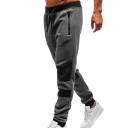 Fashionable Mens Pants Contrast Color Mid Rise Elastic Waist Pocket Detail Fitted Pants