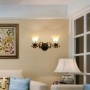 Bronze Bell Vanity Lighting Opal Glass Shade 2 Lights Loft Indoor Wall Sconce Light for Bathroom