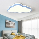 Cartoon Modern Cloud Flush Light Acrylic LED Ceiling Light 23 Inchs Length for Kid's Room Corridor