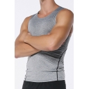 Mens Stylish Pure Color Tank Top Sleeveless Crew Neck Skinny Fit Tank Top