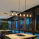 Linear Chandelier Industrial Island Lighting Fixtures Black Kitchen 6 Lights Pendant