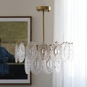 Circular Chandelier Lead Glass Pendant Lights Draped Beaded with 5-Light  in Gold